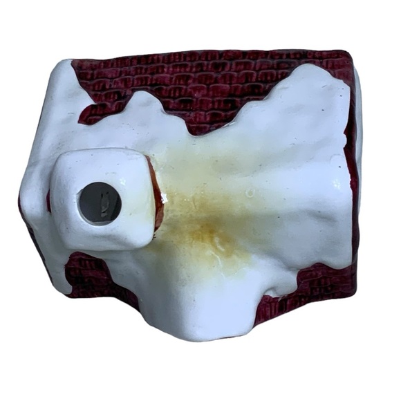 JSNY Vintage Holiday Schoolhouse Candle Holder Hand Painted Porcelain Ceramic - Picture 7 of 16